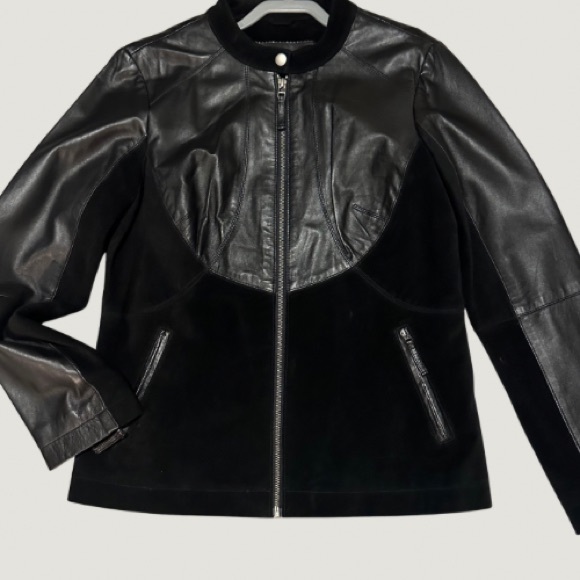 Chic Tribal Womens Black Leather & Suede Moto
Zip Jacket - Picture 2 of 9